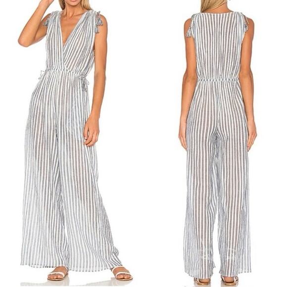 Ulla Johnson Tallis Jumpsuit In Marine Cotton Striped Blue White Size 0 - Picture 1 of 12